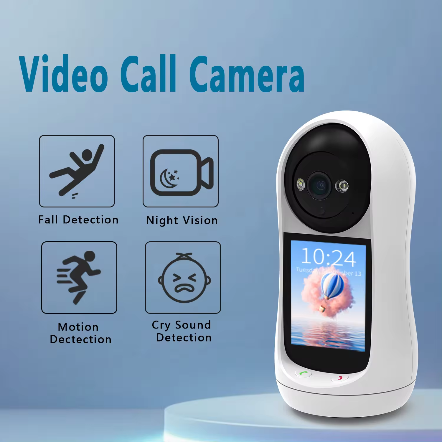 HiOO V1 Two-way Video WIFI Camera 3MP,IPS 2.8-inch 240*320